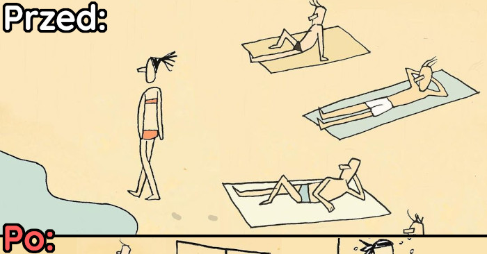 “Kobieta na plaży” – Seria ilustracji która daje do myślenia